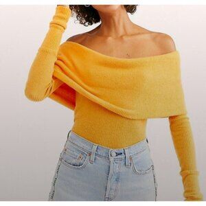 Free People Yellow Cowl Neck Sweater